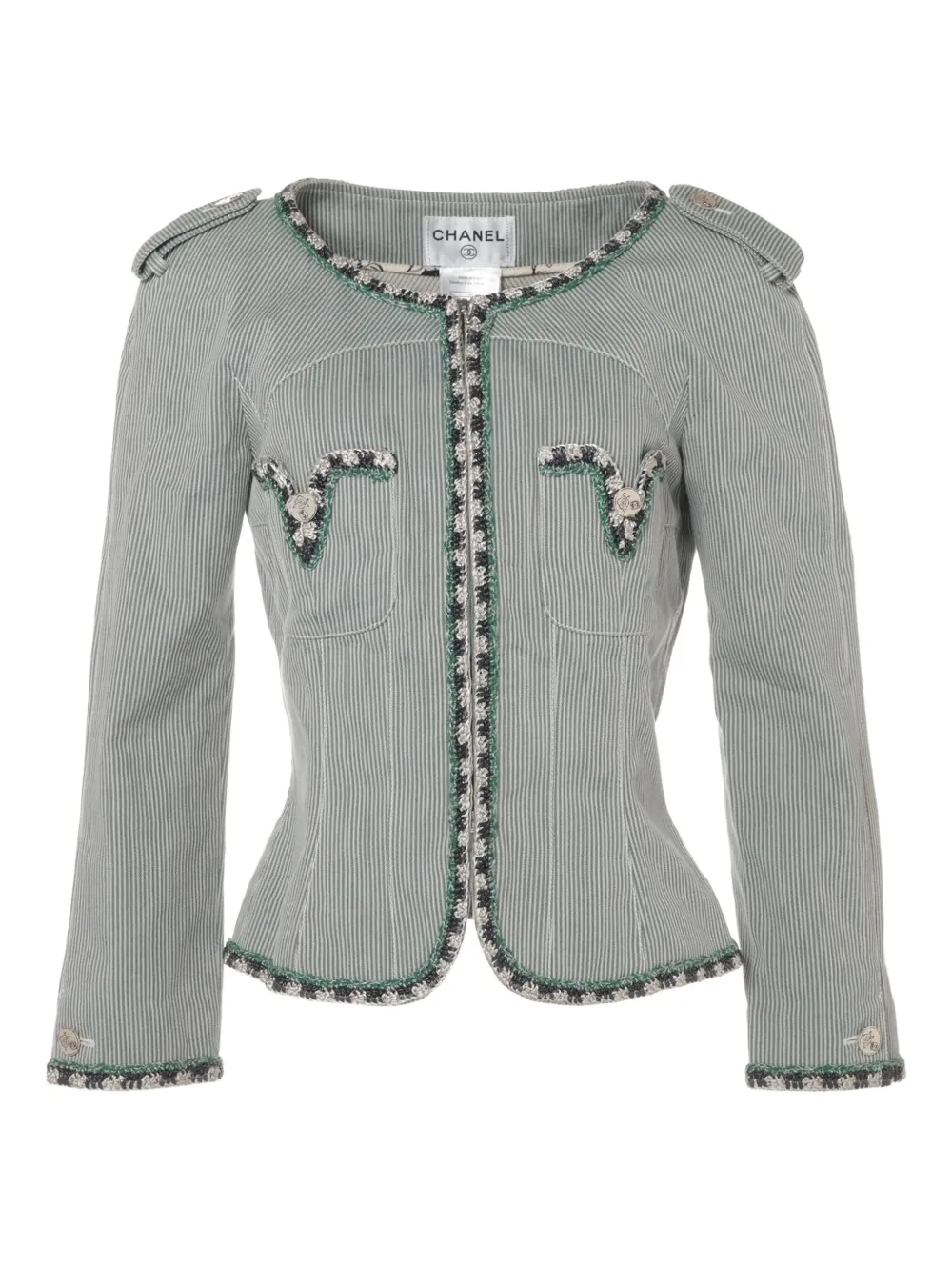 CHANEL Pre-Owned veste à rayures (2006) | vert | Image 1