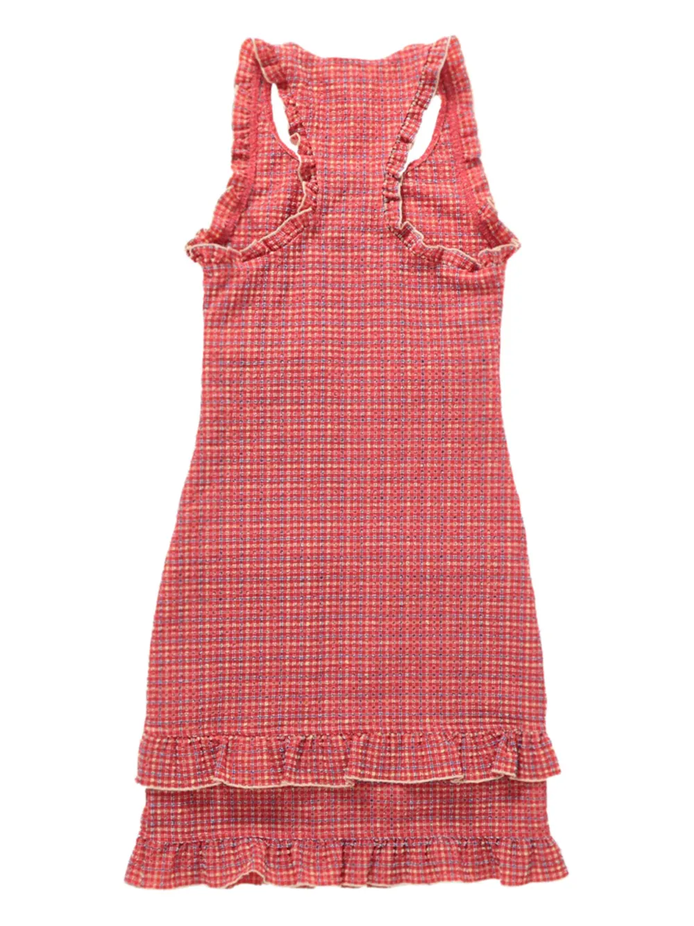 CHANEL Pre-Owned 2001 ruffle-trim check-pattern dress | Image 2