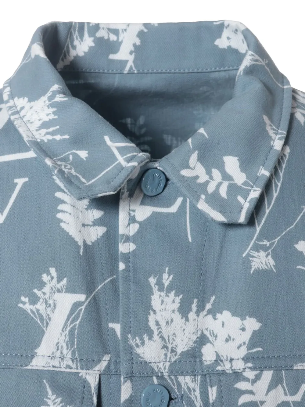 Pre-owned Louis Vuitton 2022 Leaf-print Jacket In Blue
