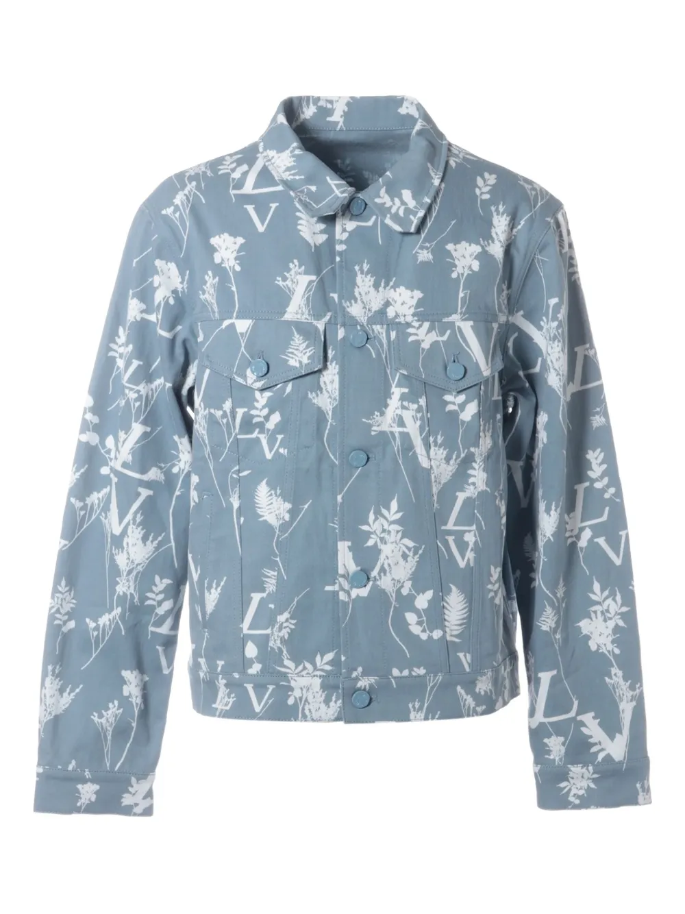 Pre-owned Louis Vuitton 2022 Leaf-print Jacket In Blue