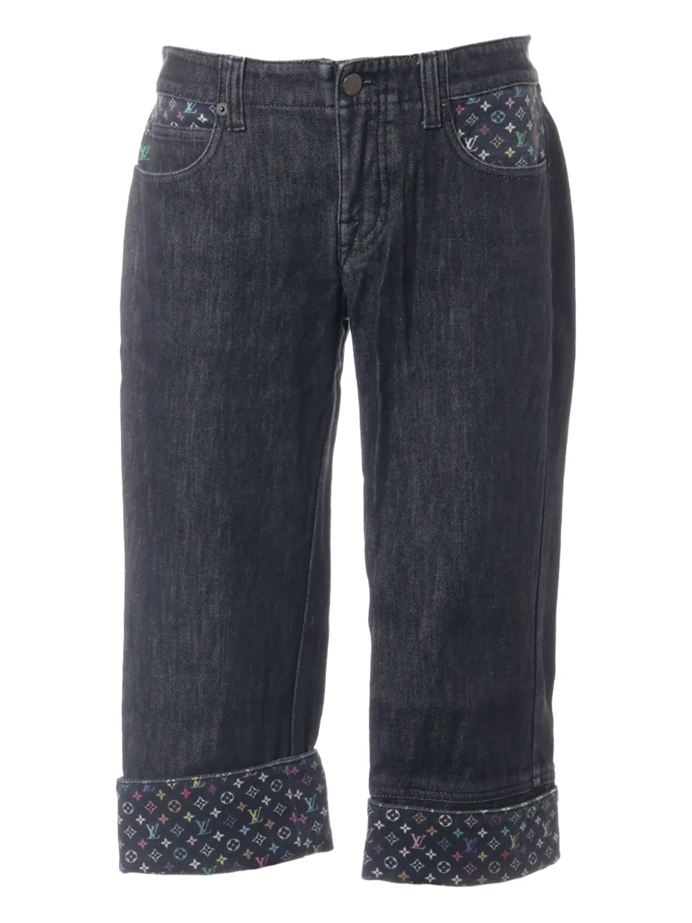 Pre-owned Louis Vuitton 1990-2010 Monogram-print Jeans In Black