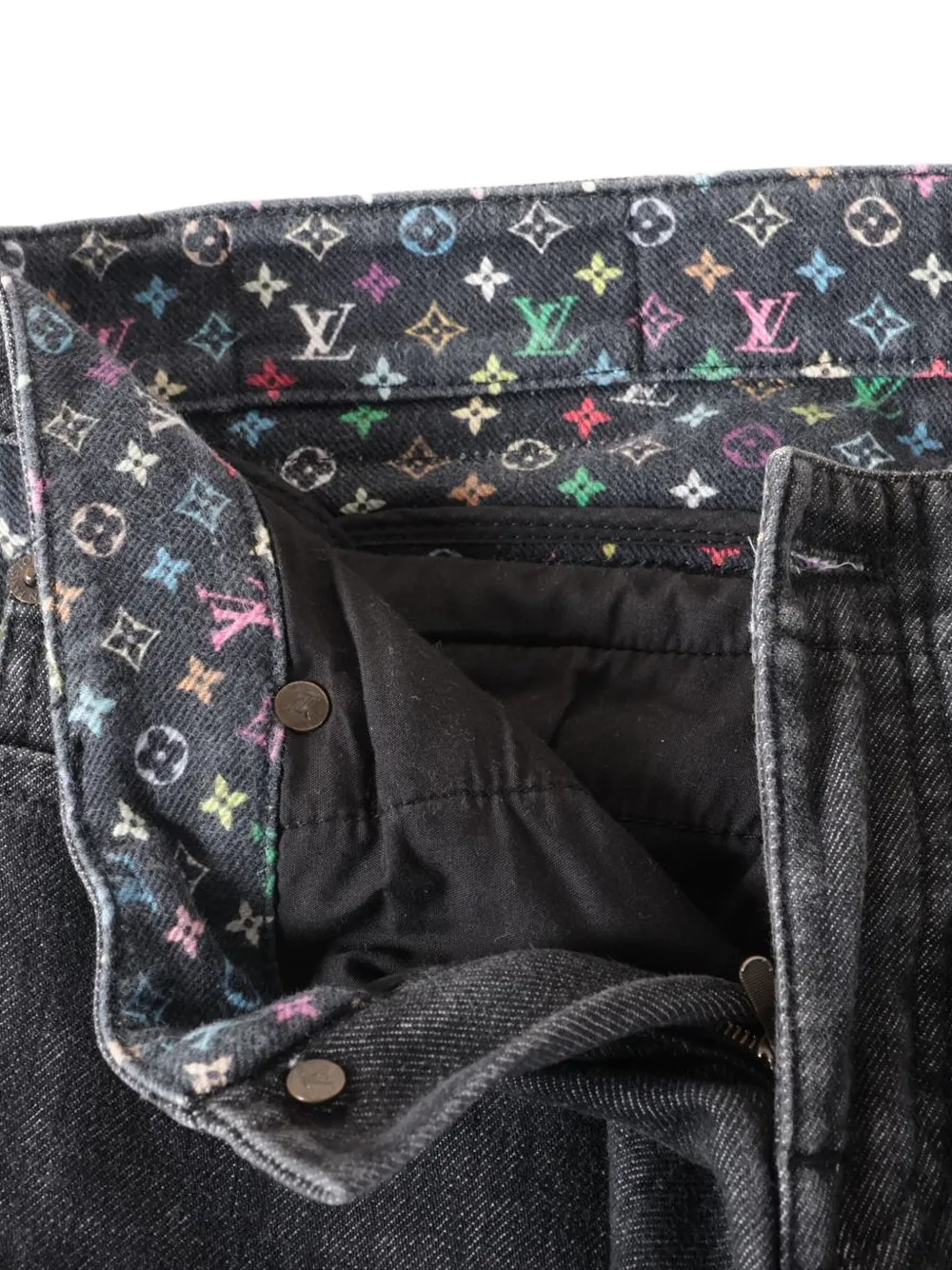Pre-owned Louis Vuitton 1990-2010 Monogram-print Jeans In Black
