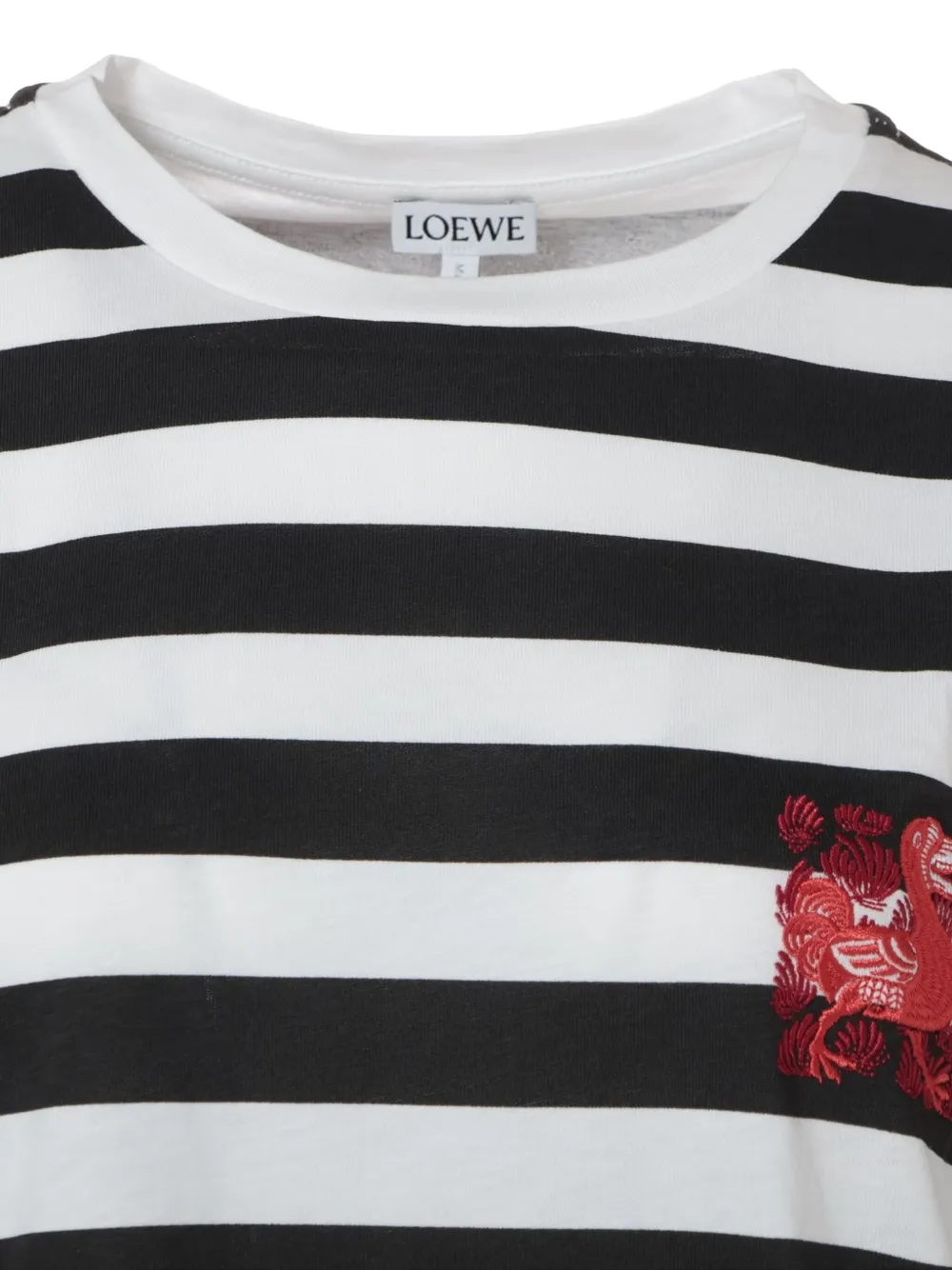 Pre-owned Loewe 2015-2024 Embroidered Striped T-shirt In White