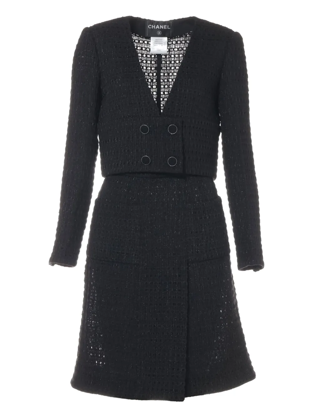 CHANEL Pre-Owned 2015 metallic-tweed suit | Black | Image 1