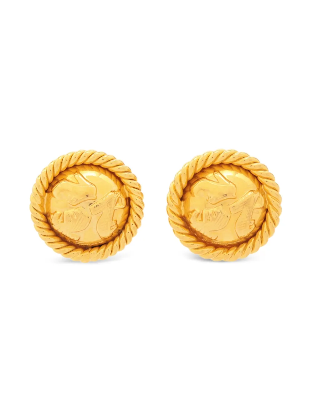 Ferragamo Pre-Owned 1980-1990s round clip-on earrings - Oro