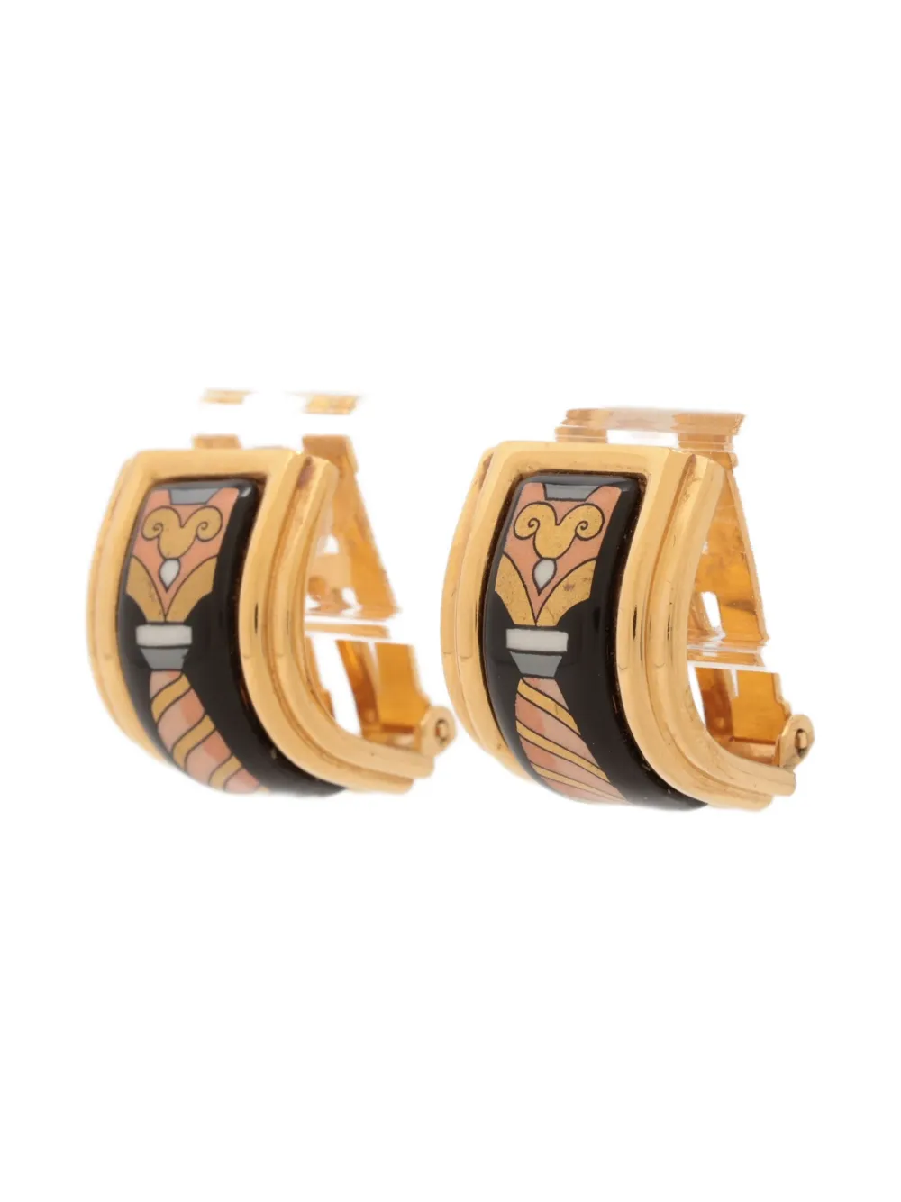 Pre-owned Hermes 1980-2000s Logo Clip-on Earrings In Gold