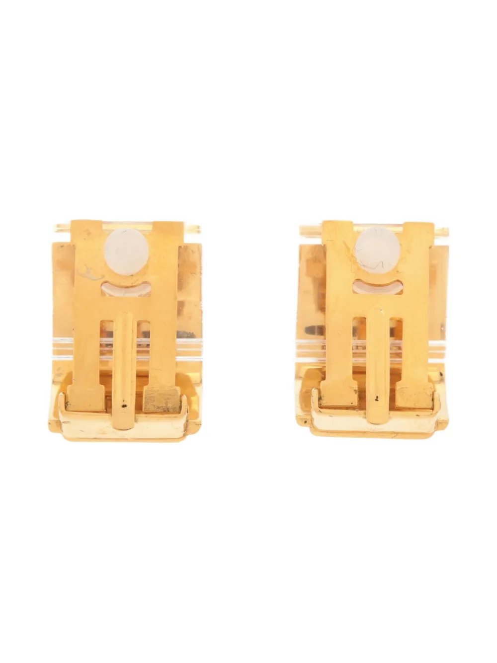 Pre-owned Hermes 1980-2000s Logo Clip-on Earrings In Gold
