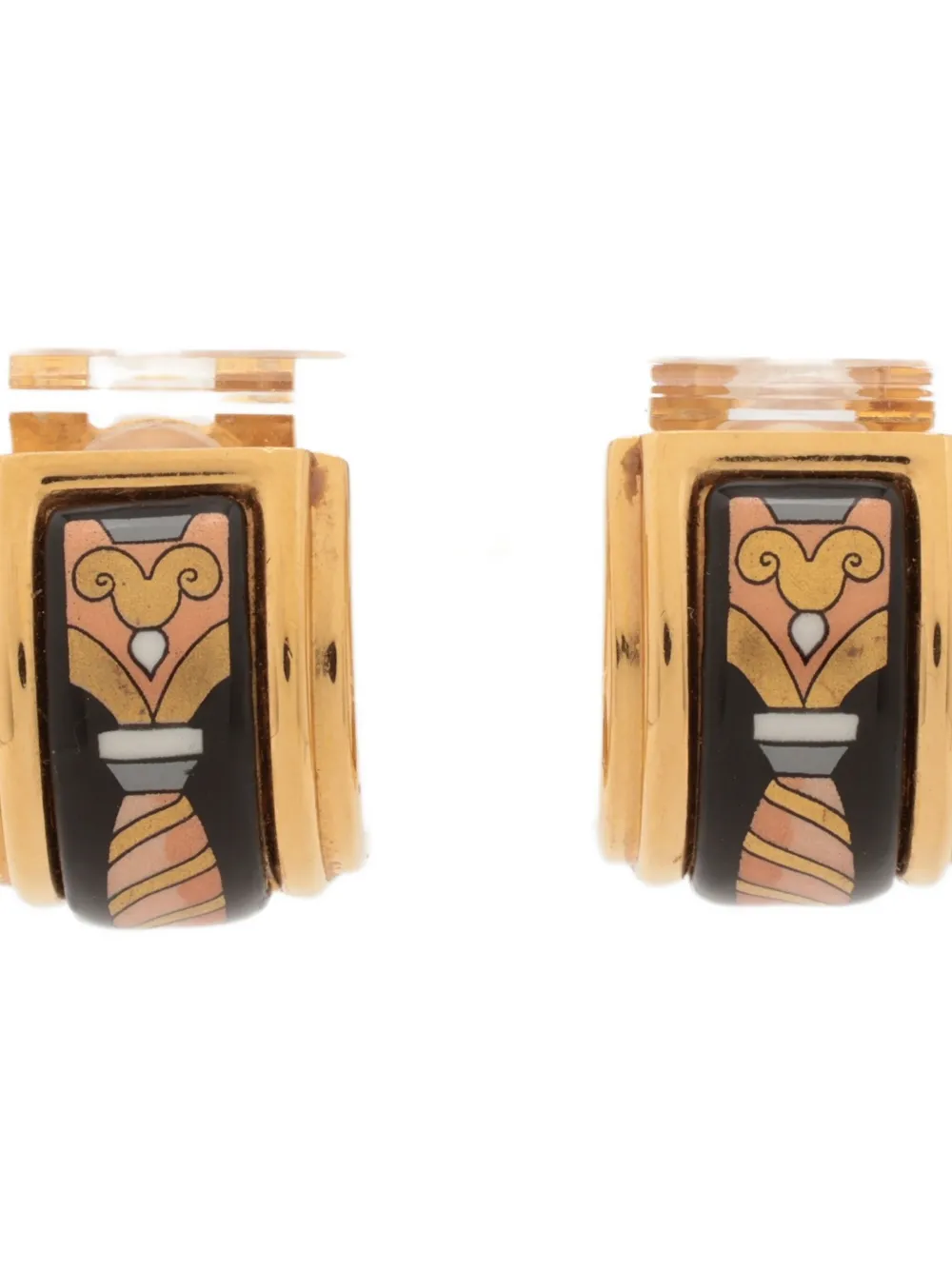 Pre-owned Hermes 1980-2000s Logo Clip-on Earrings In Gold