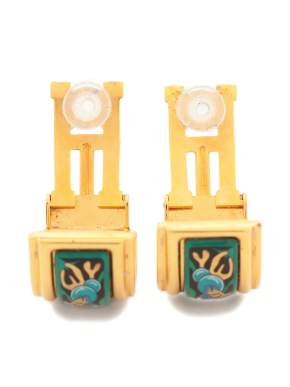 Pre-owned Hermes Logo Clip-on Earrings In Gold