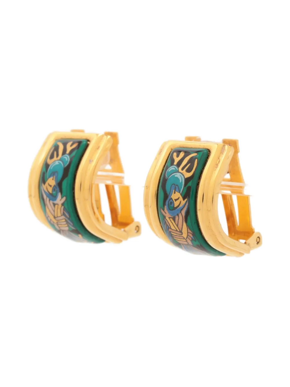 Pre-owned Hermes Logo Clip-on Earrings In Gold