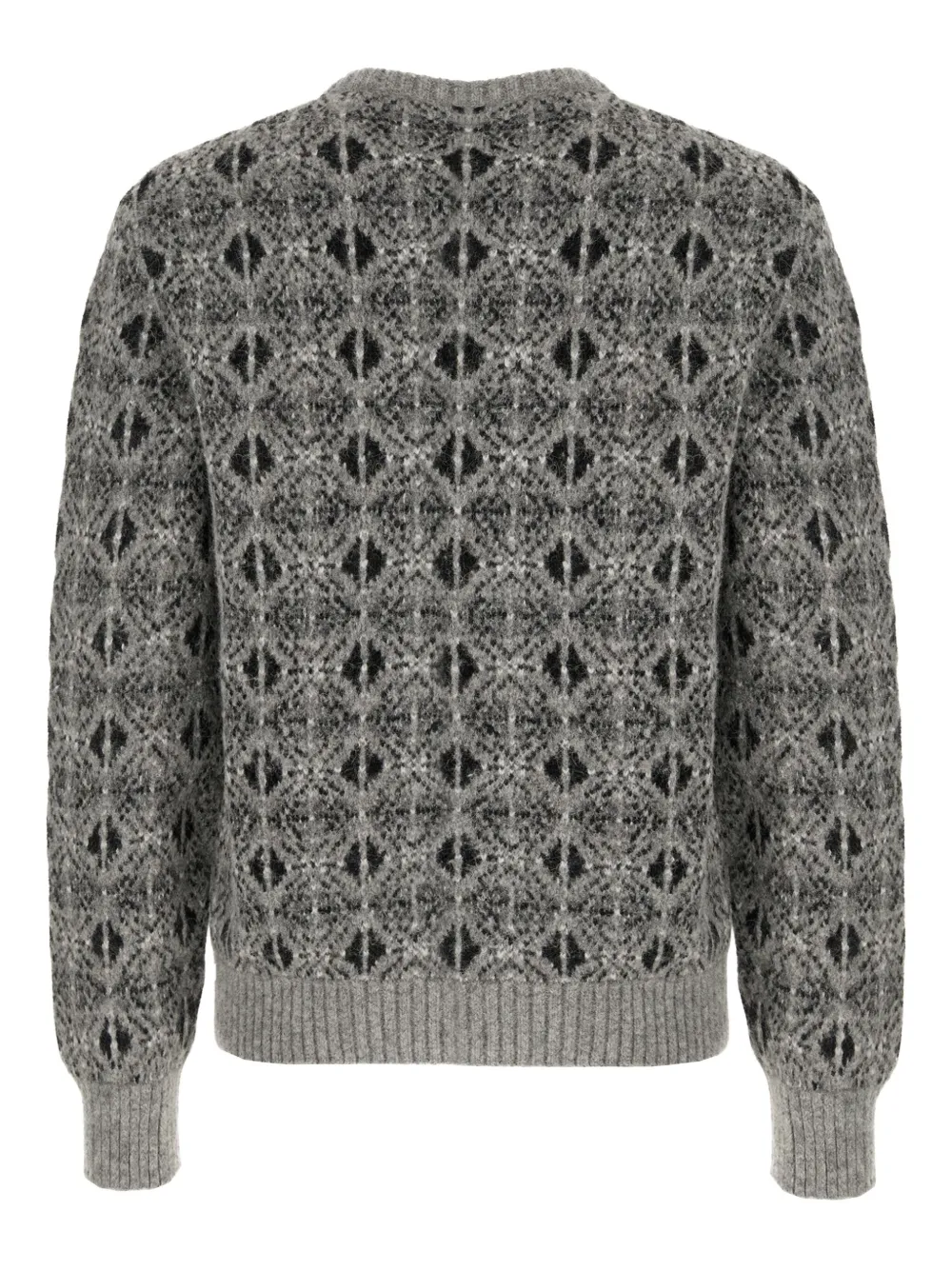 Alexander Mcqueen Geometric Pattern Knit Sweater With Crew Neck In Gray