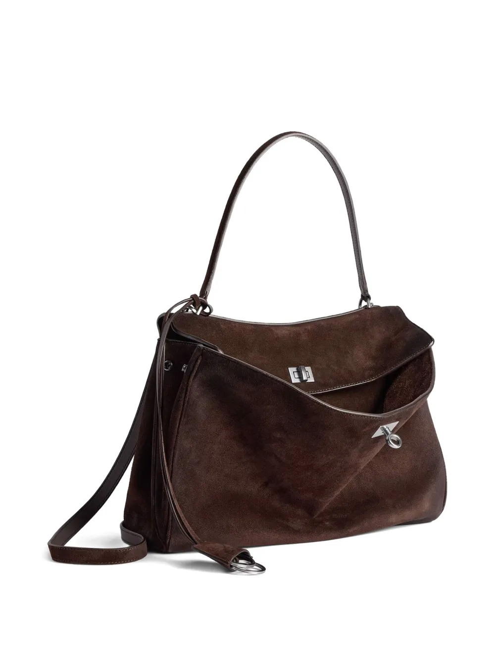 Balenciaga Rodeo suède tas met handgreep - Bruin