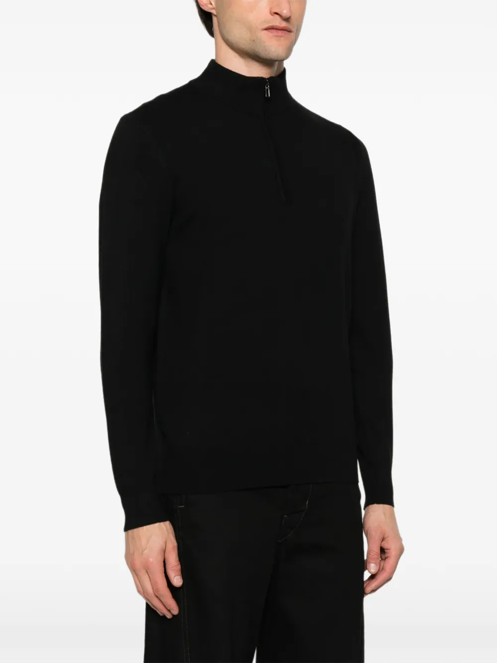 Diktat Zip Turtleneck Sweater In Black