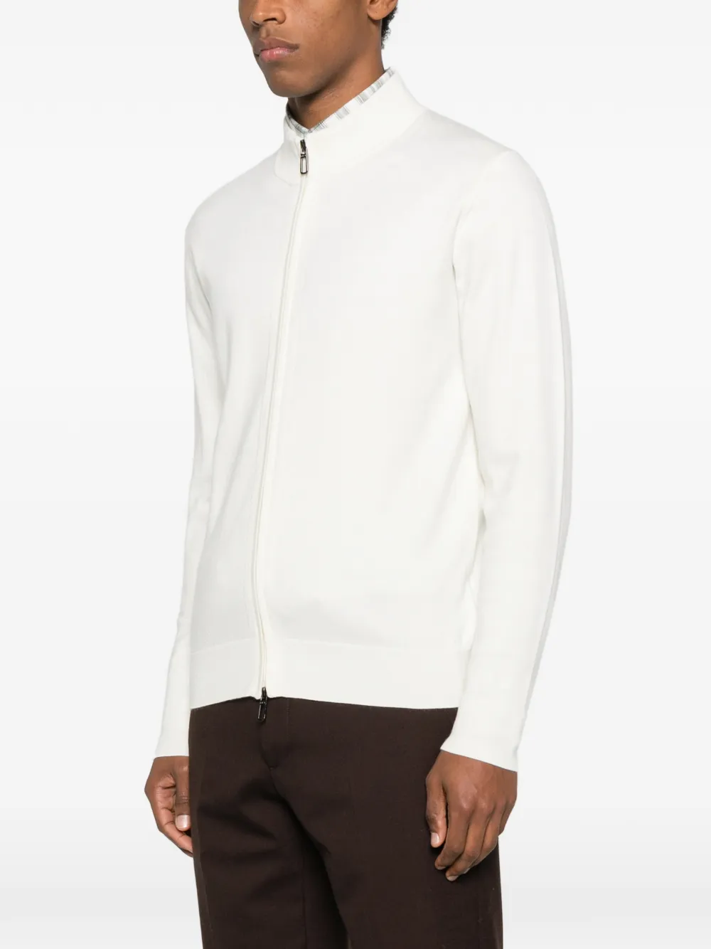 Diktat Zip-up Sweater In White