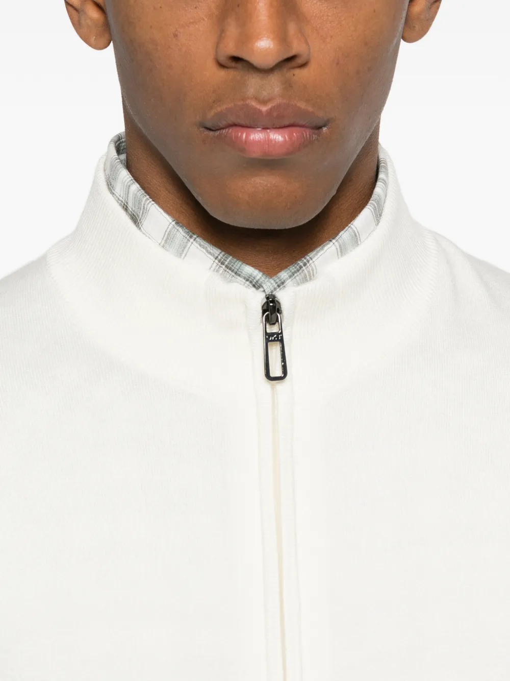 Diktat Zip-up Sweater In White