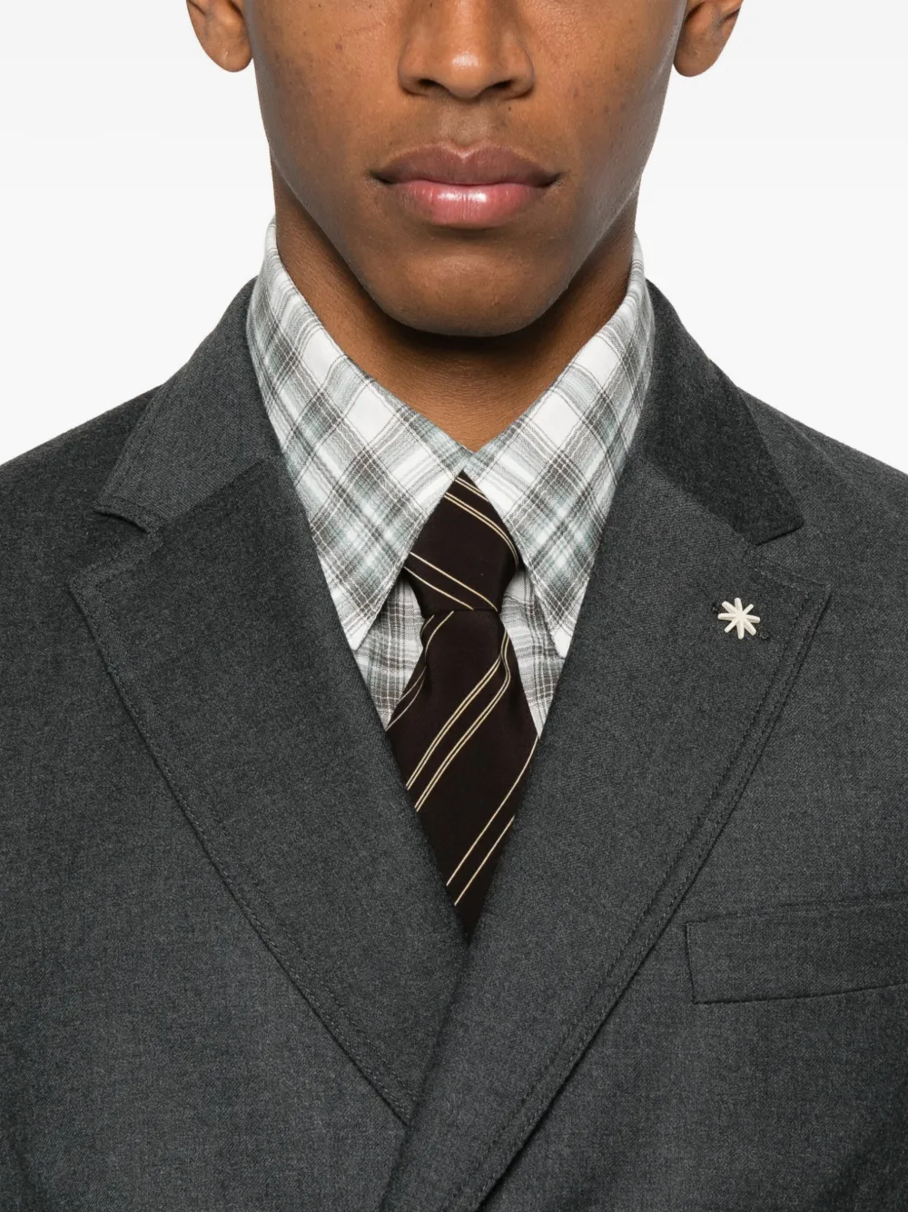 Manuel Ritz Double-breasted Button Jacket In Gray