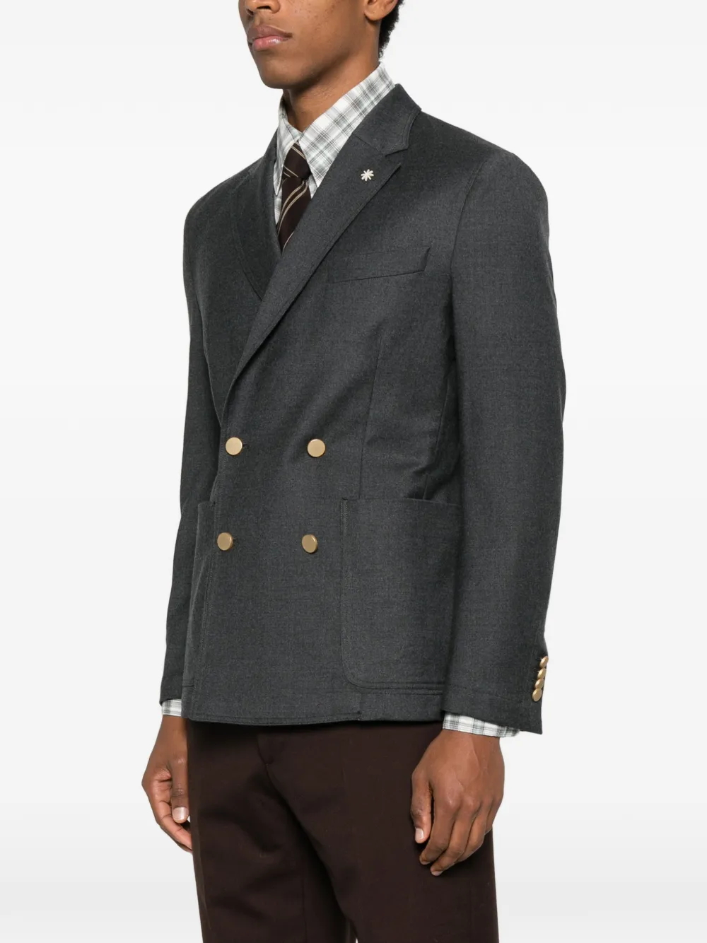 Manuel Ritz Double-breasted Button Jacket In Gray