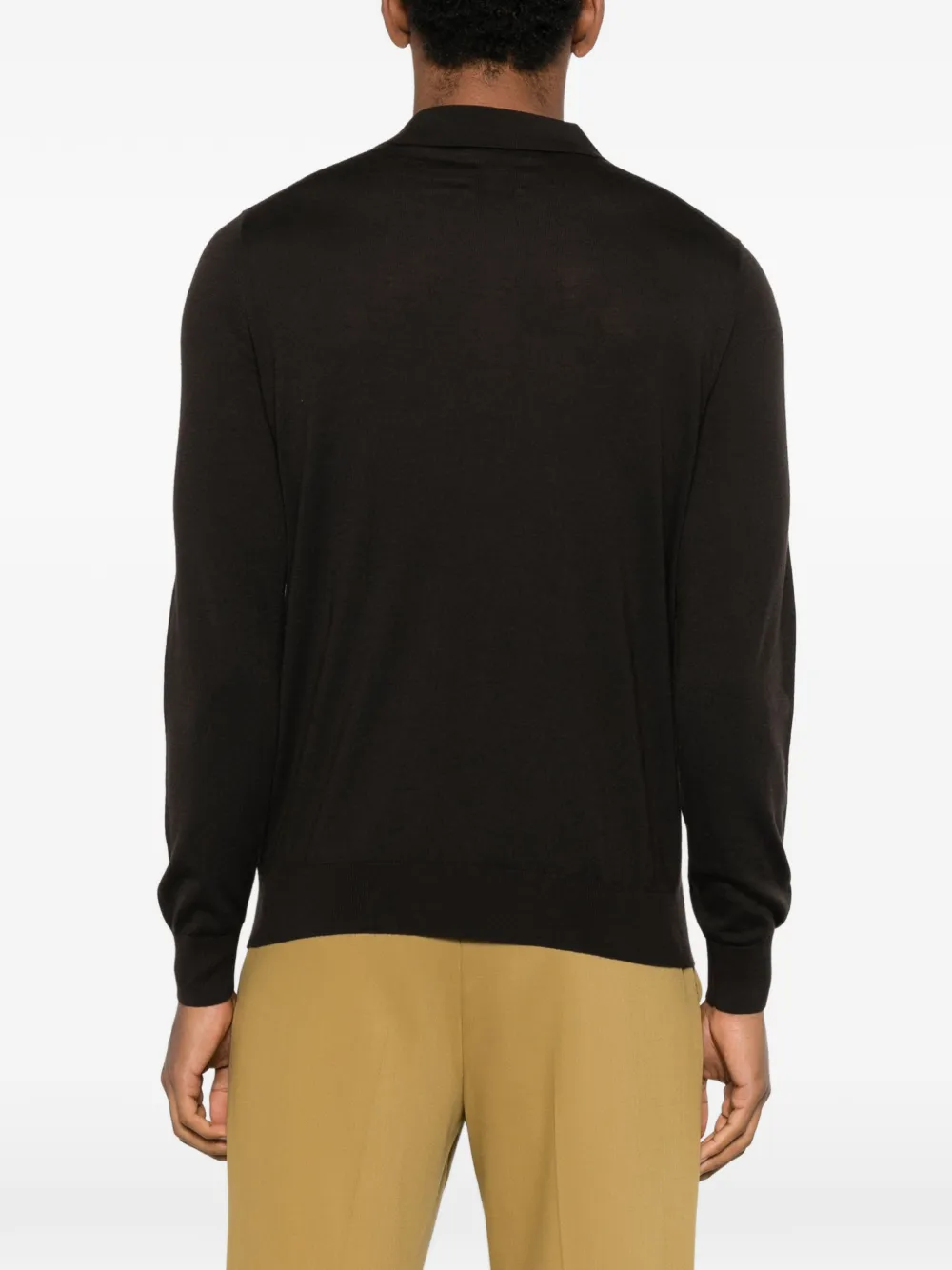 Diktat Long-sleeve Wool Polo Shirt In Black