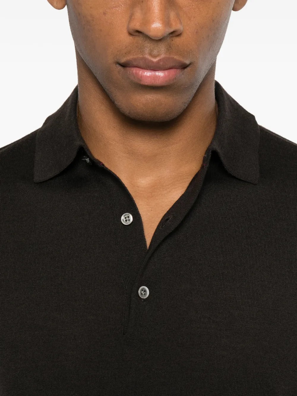 Diktat Long-sleeve Wool Polo Shirt In Black