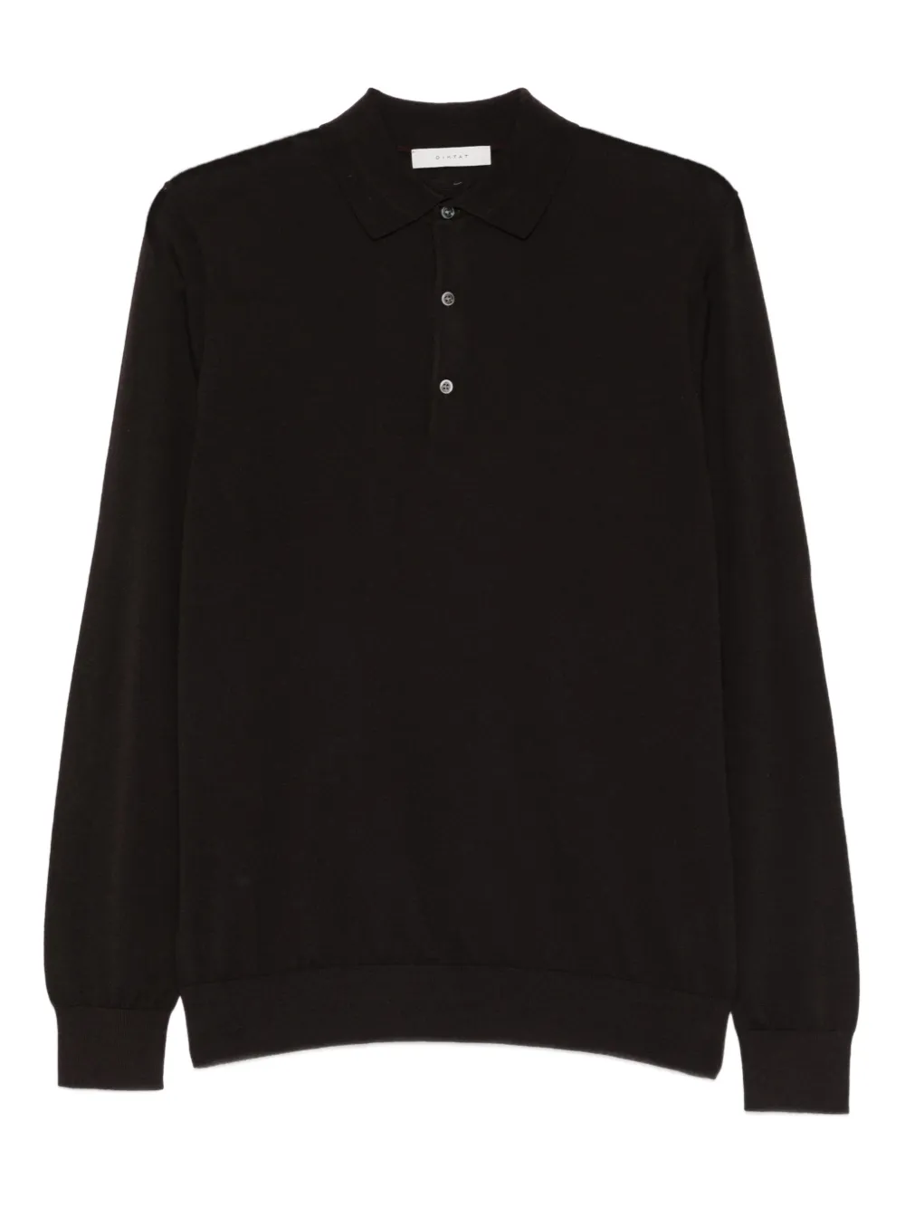 Diktat Long-sleeve Wool Polo Shirt In Black