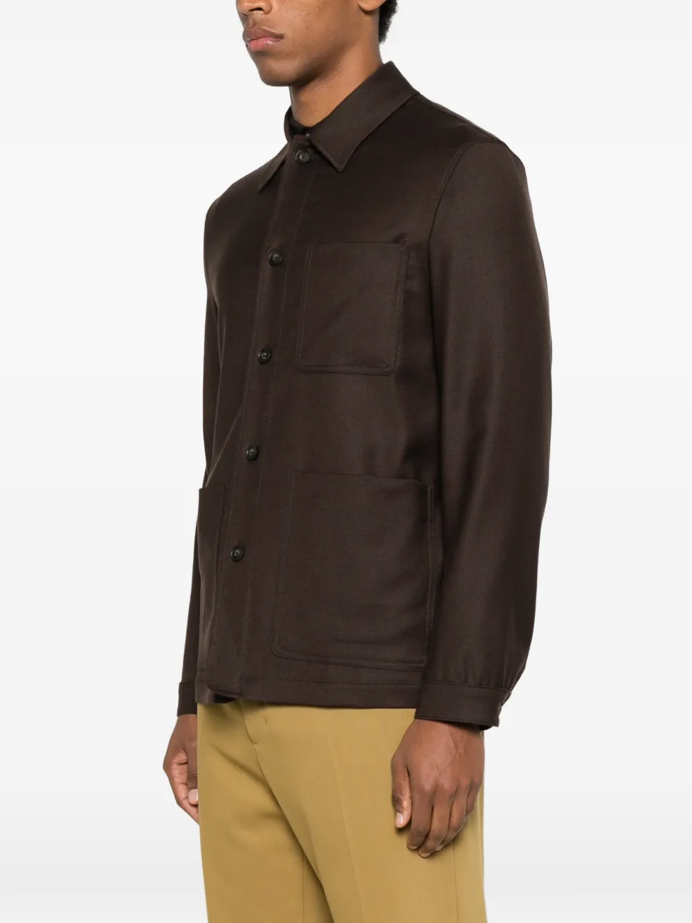 Manuel Ritz Patch-pocket Shirt Jacket In Brown