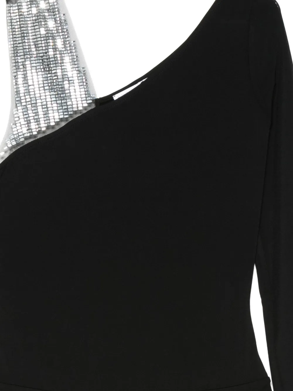 Patrizia Pepe Sequin One-shoulder Bodysuit In Black