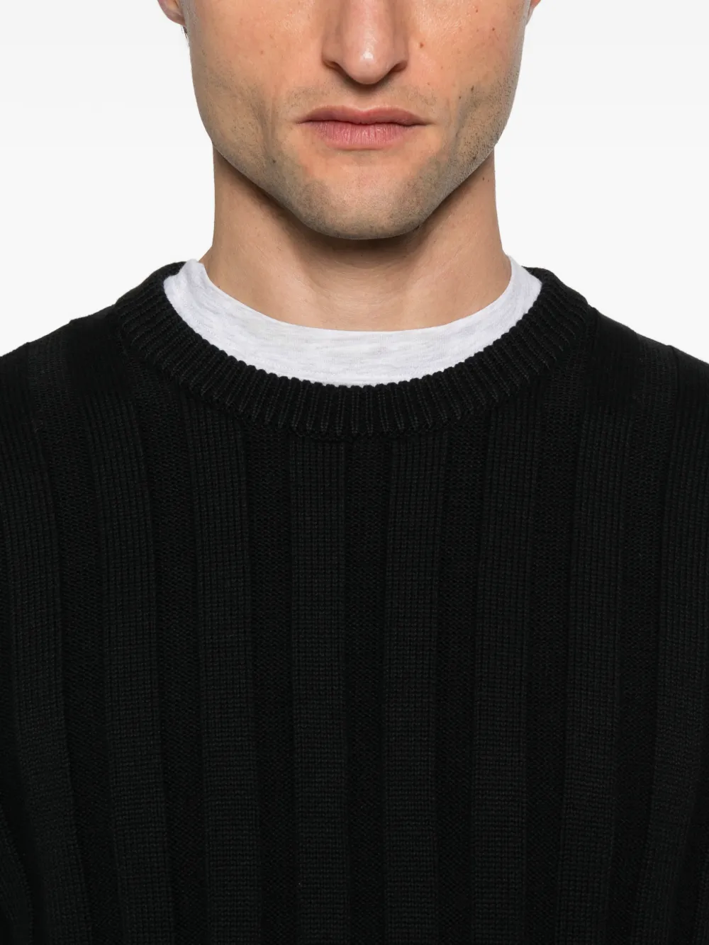 Diktat Ribbed Crew-neck Sweater In Black