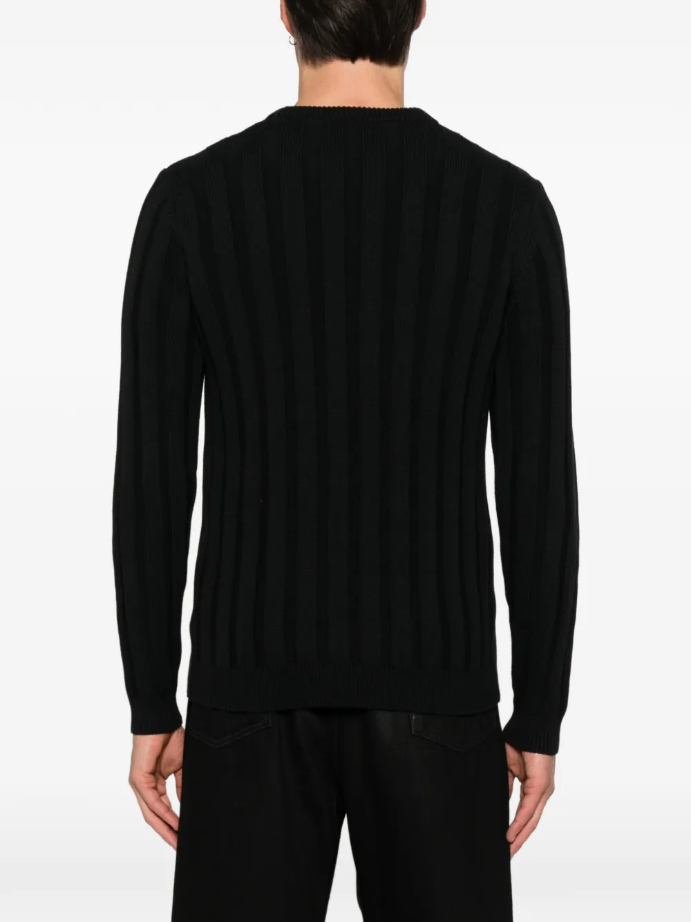 Diktat Ribbed Crew-neck Sweater In Black