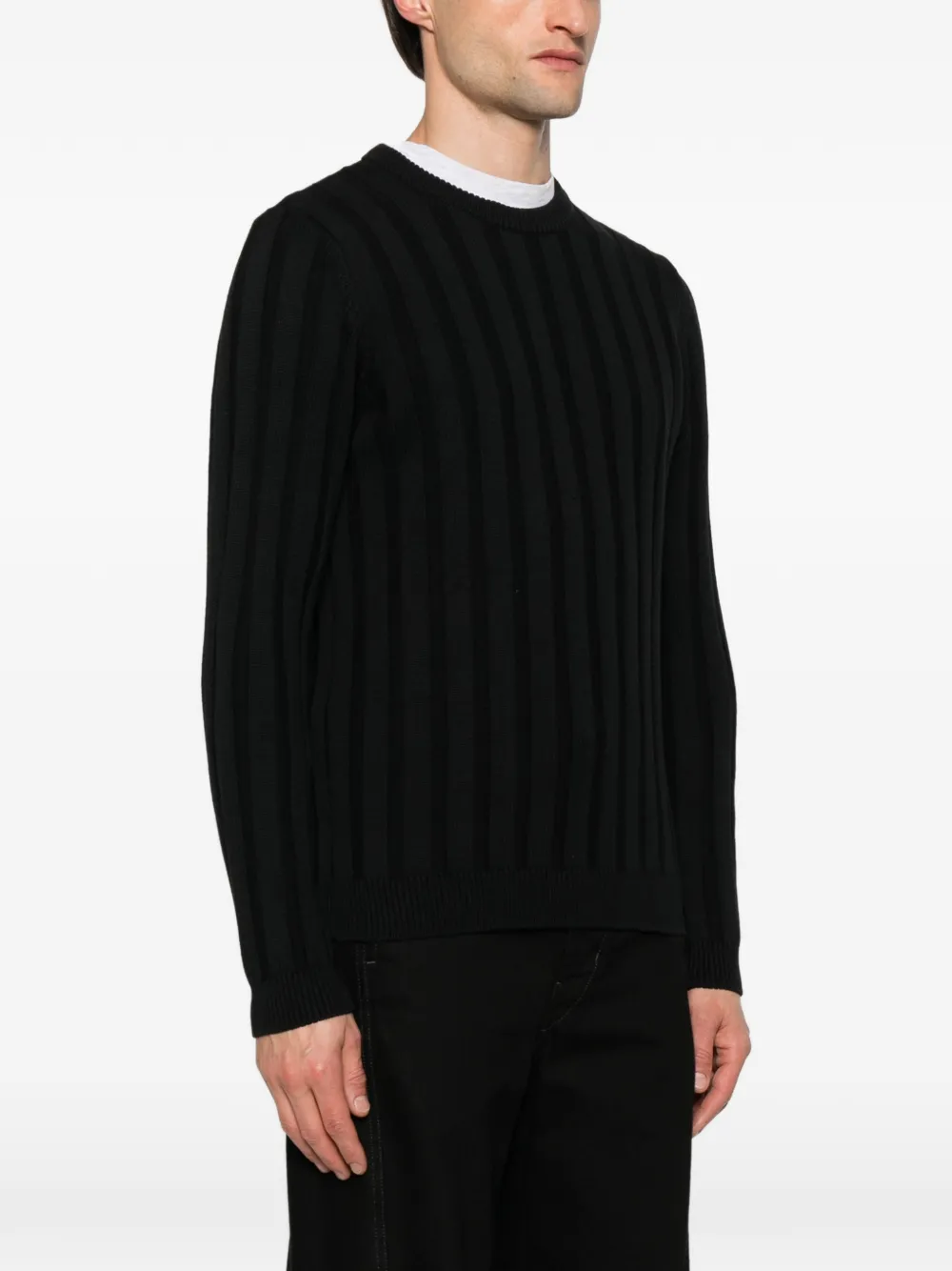 Diktat Ribbed Crew-neck Sweater In Black