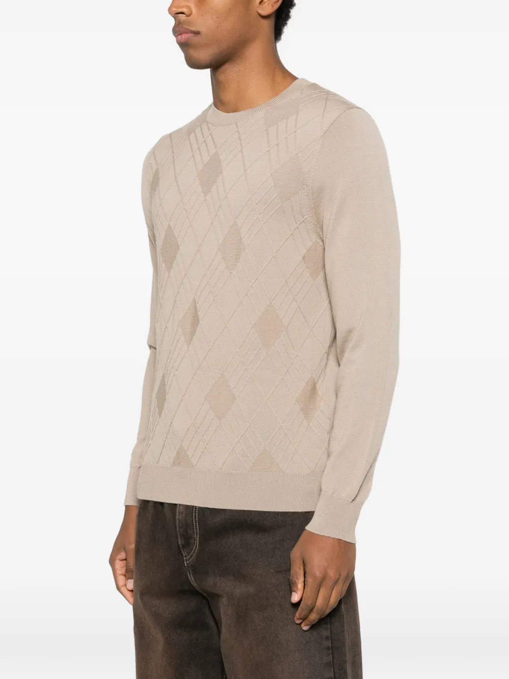 Diktat Argyle-pattern Sweater In Neutral
