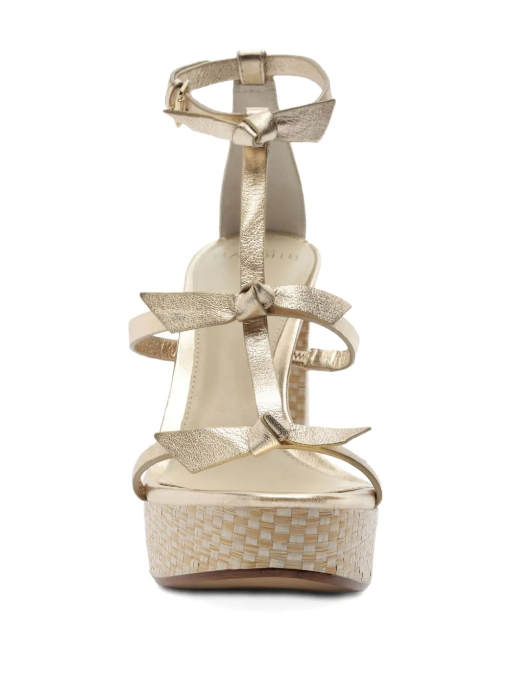 Alexandre Birman 120 mm Slim Lolita sandalen met raffia detail Goud