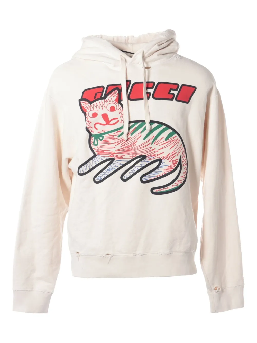 Gucci Pre-Owned 2020-2022 cat-print hoodie | White | Image 1