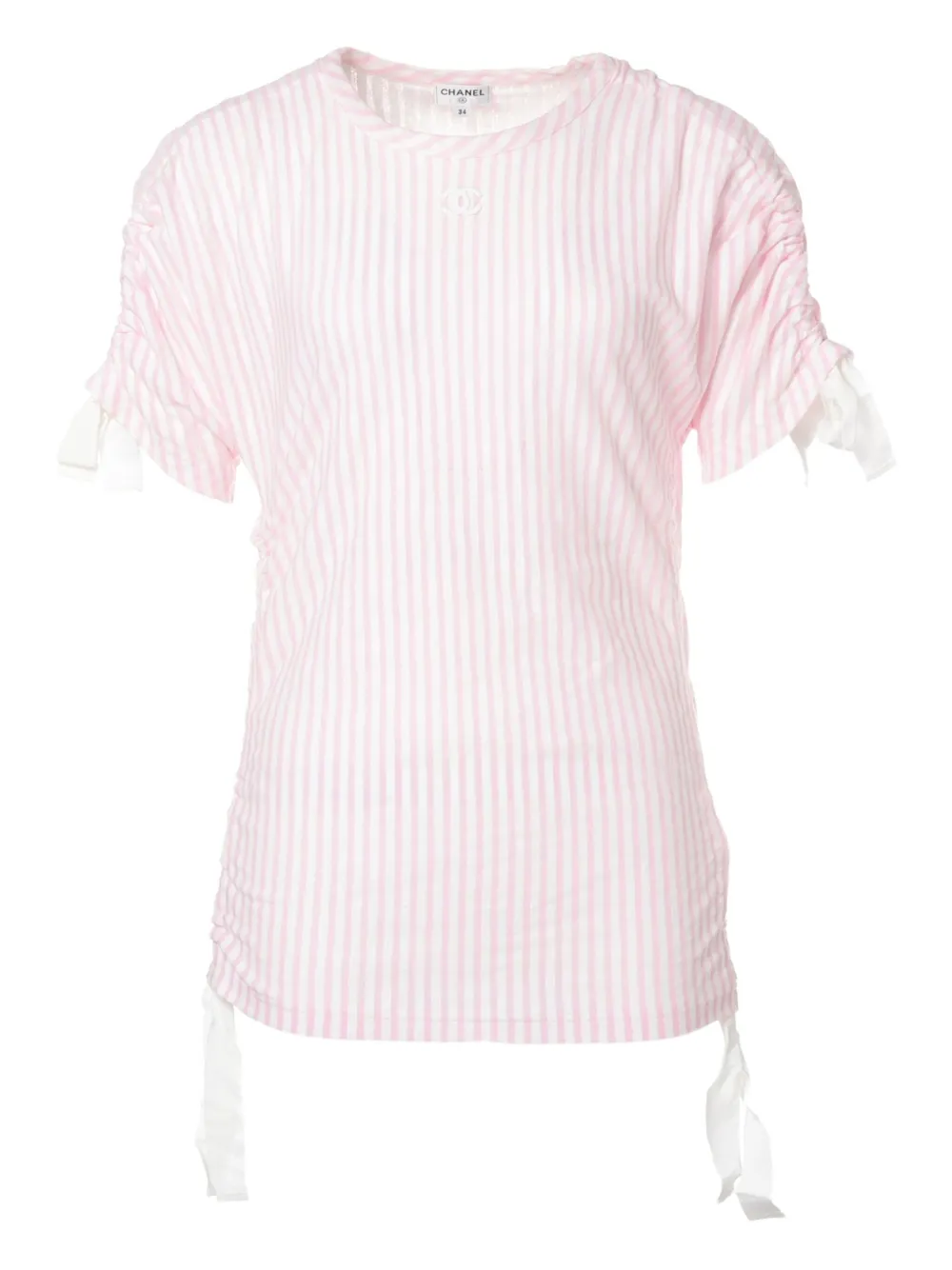 CHANEL Pre-Owned 2019 ストライプ ココマーク Tシャツ - ピンク