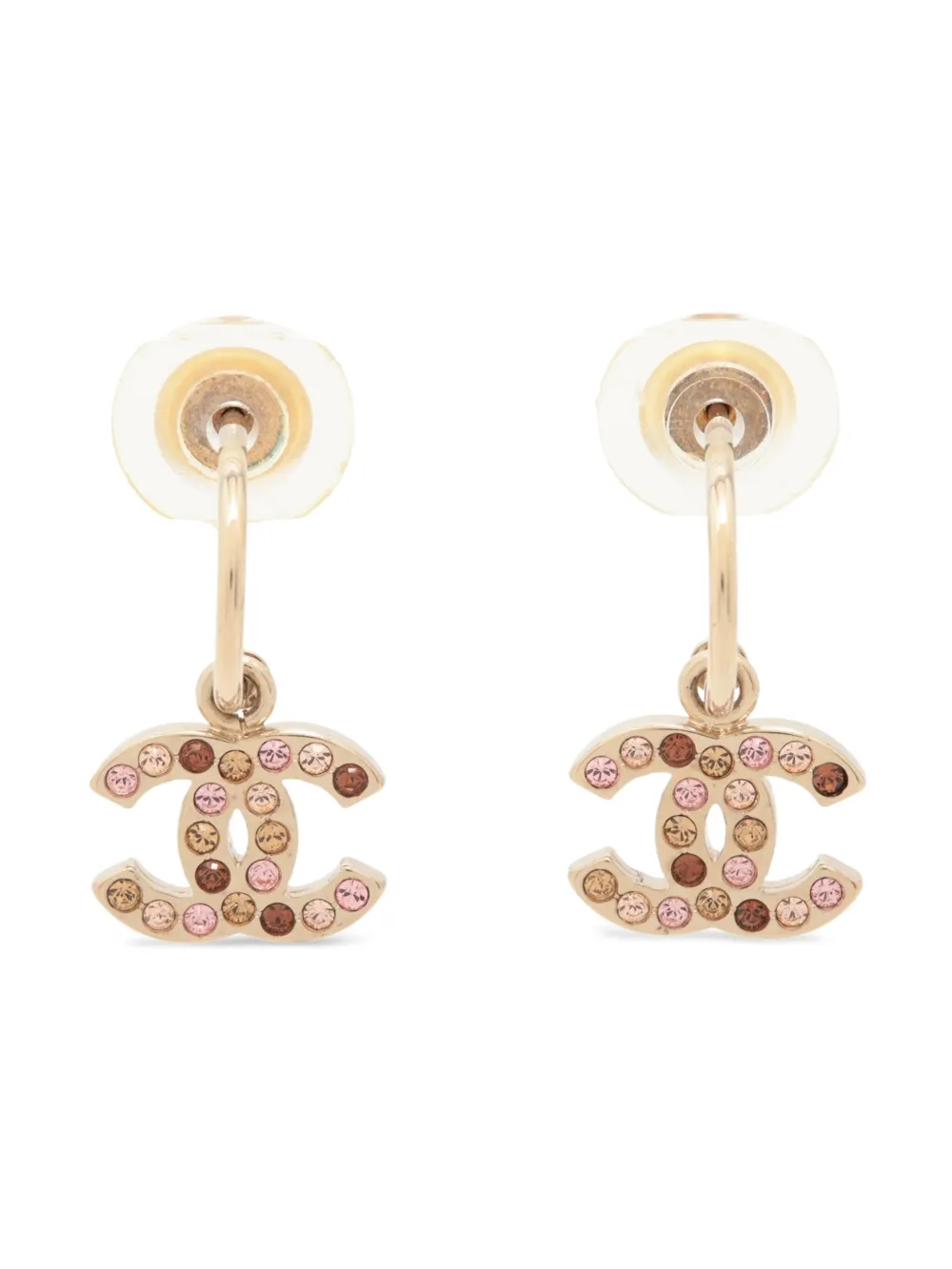 CHANEL Pre-Owned ラインストーン ピアス - ゴールドトーン