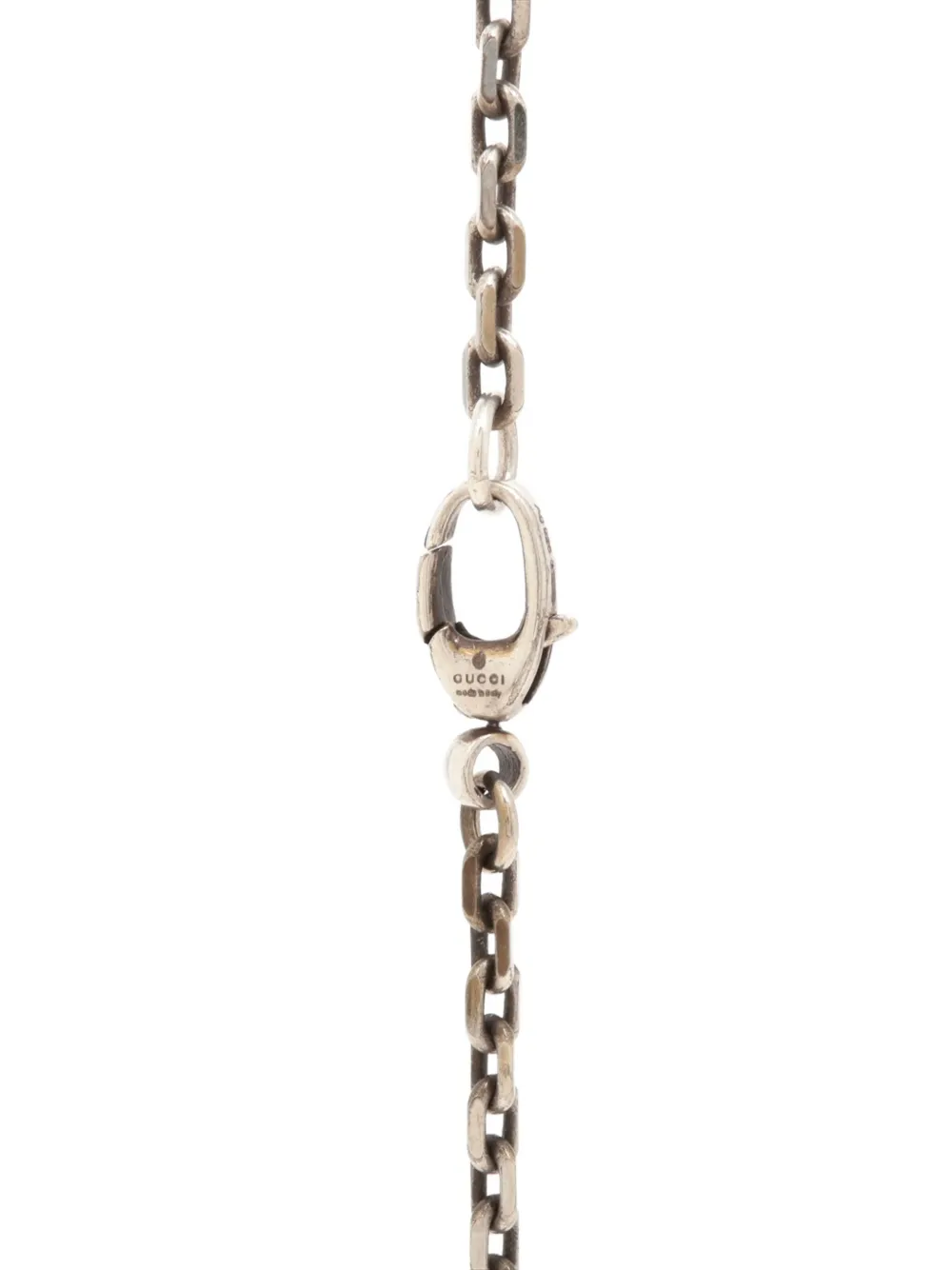 Pre-owned Gucci 2000s Logo-motif Necklace In Silver