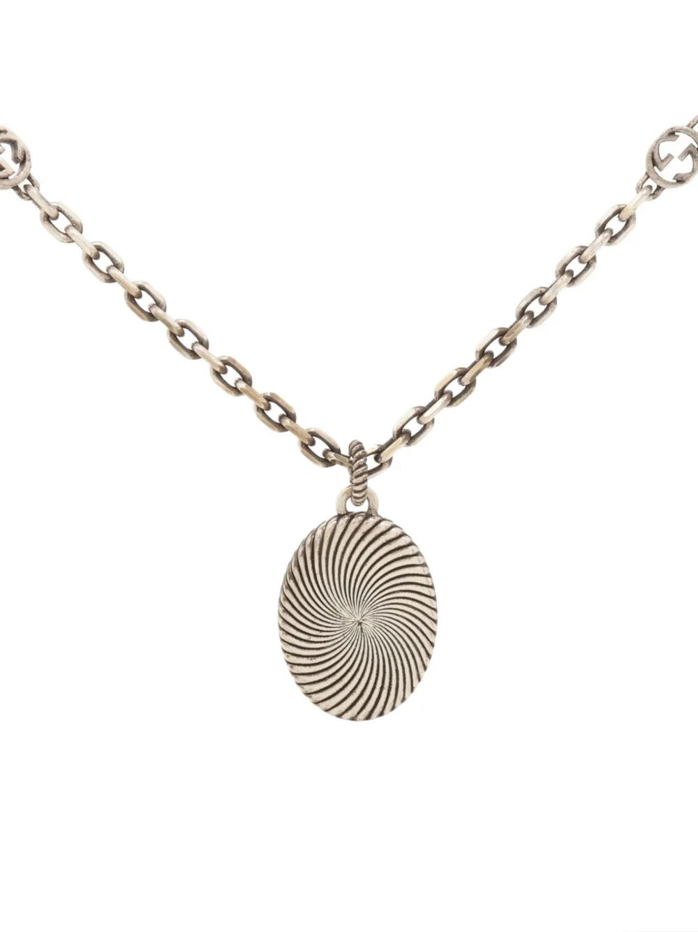 Pre-owned Gucci 2000s Logo-motif Necklace In Silver