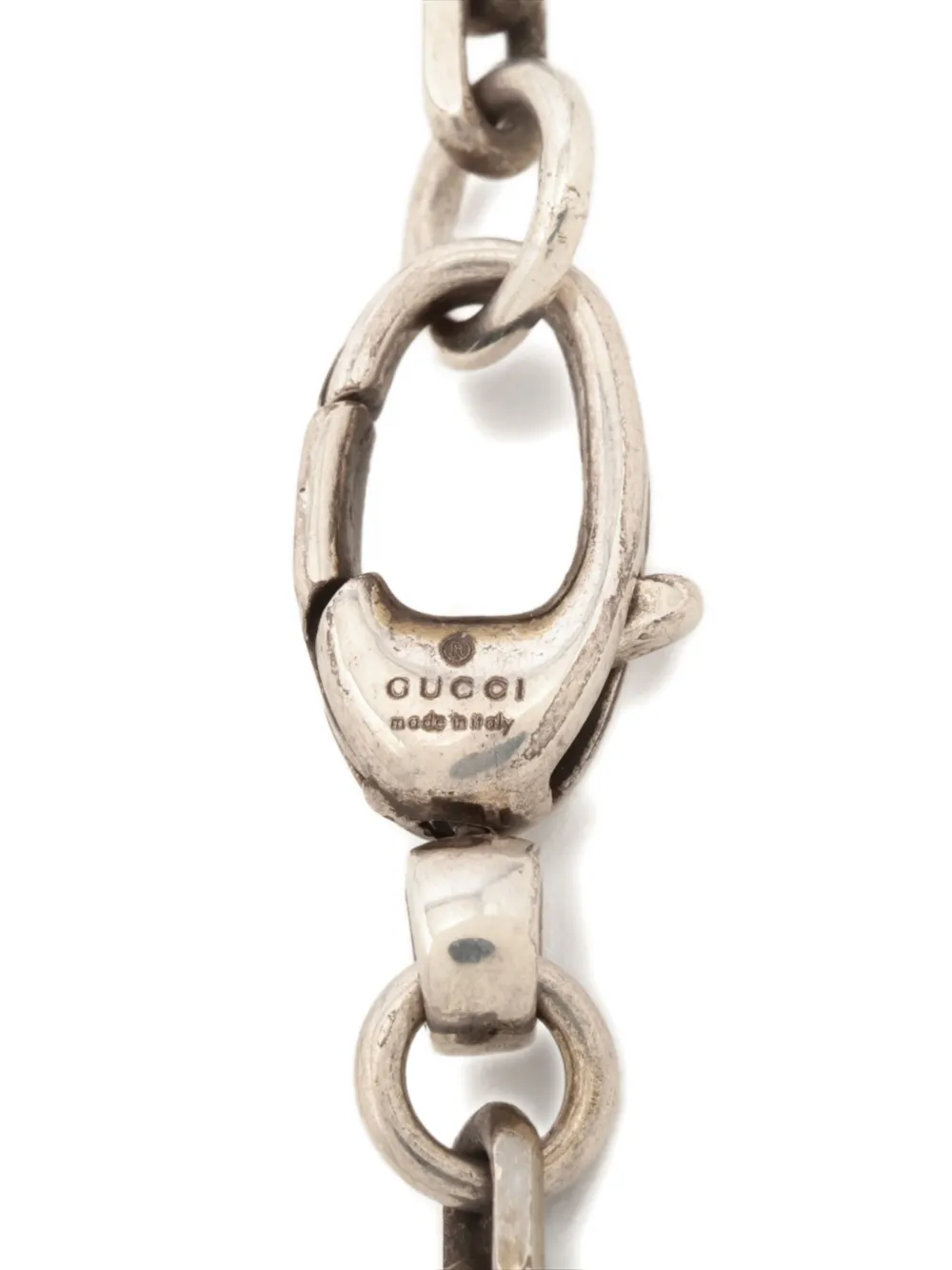 Pre-owned Gucci 2000s Logo-motif Necklace In Silver