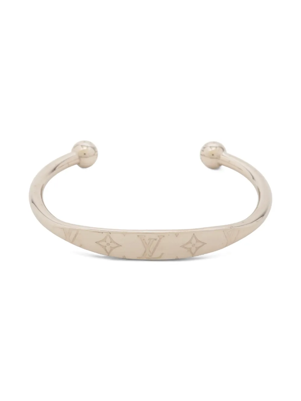 Pre-owned Louis Vuitton 2011 Monogram Bangle Bracelet In Silver