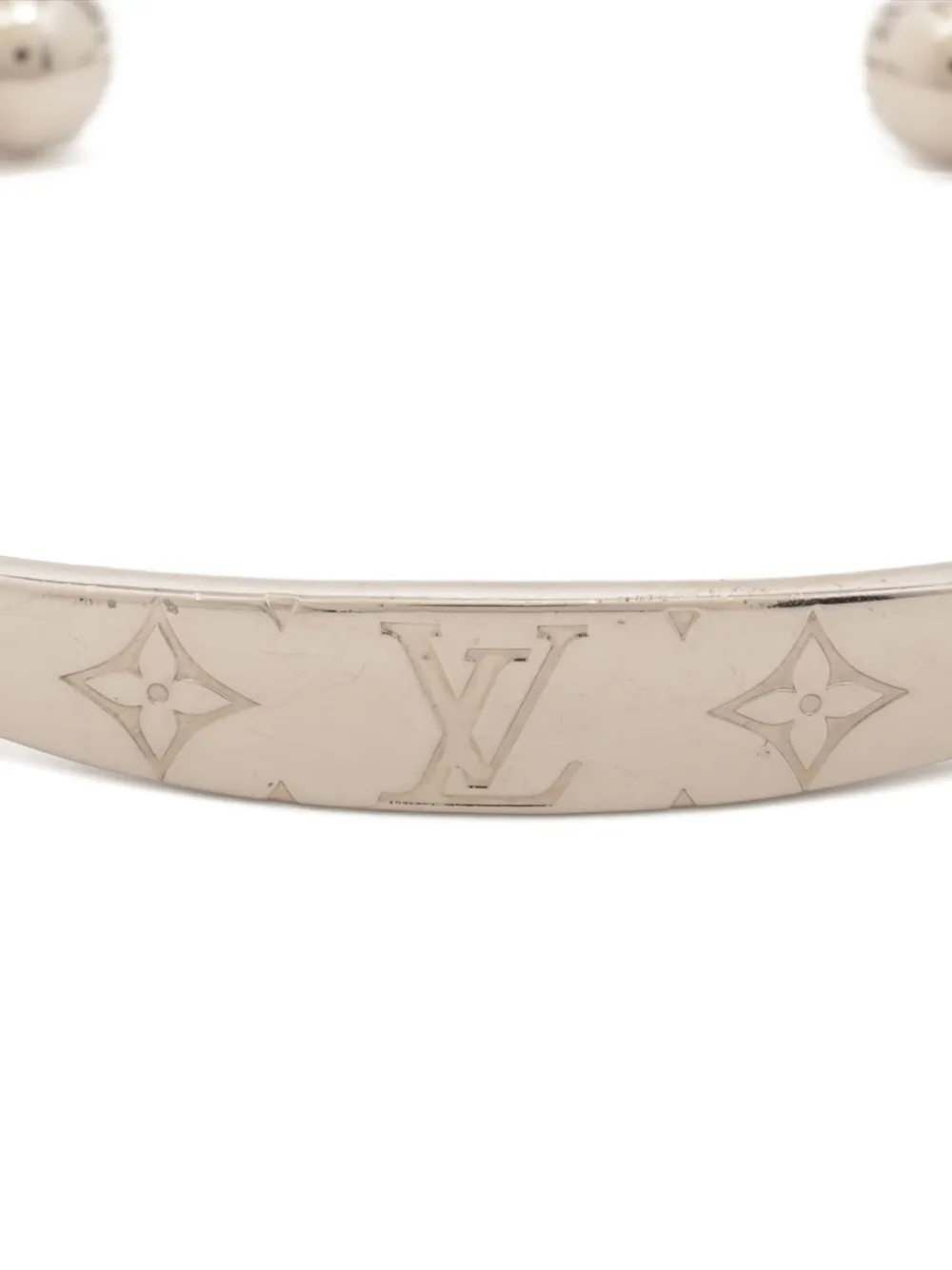 Pre-owned Louis Vuitton 2011 Monogram Bangle Bracelet In Silver