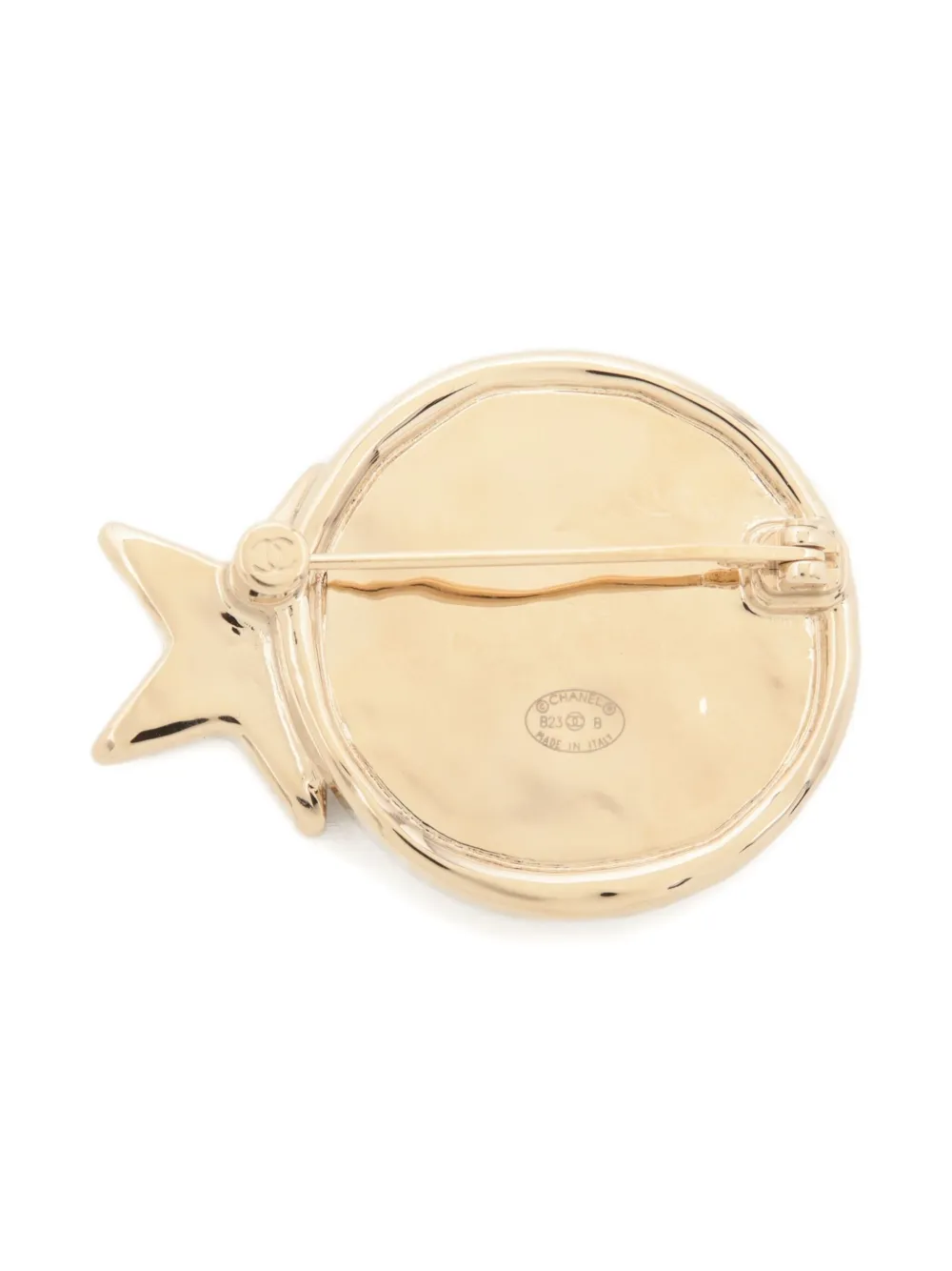 Pre-owned Chanel 2023 Cc Mark Star Brooch In Gold
