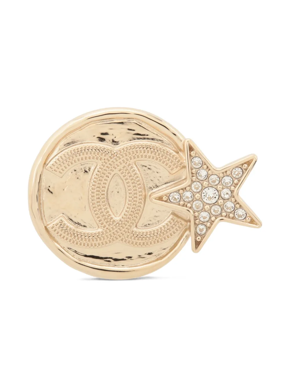 Pre-owned Chanel 2023 Cc Mark Star Brooch In Gold