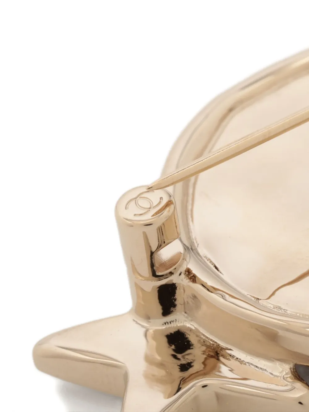 Pre-owned Chanel 2023 Cc Mark Star Brooch In Gold