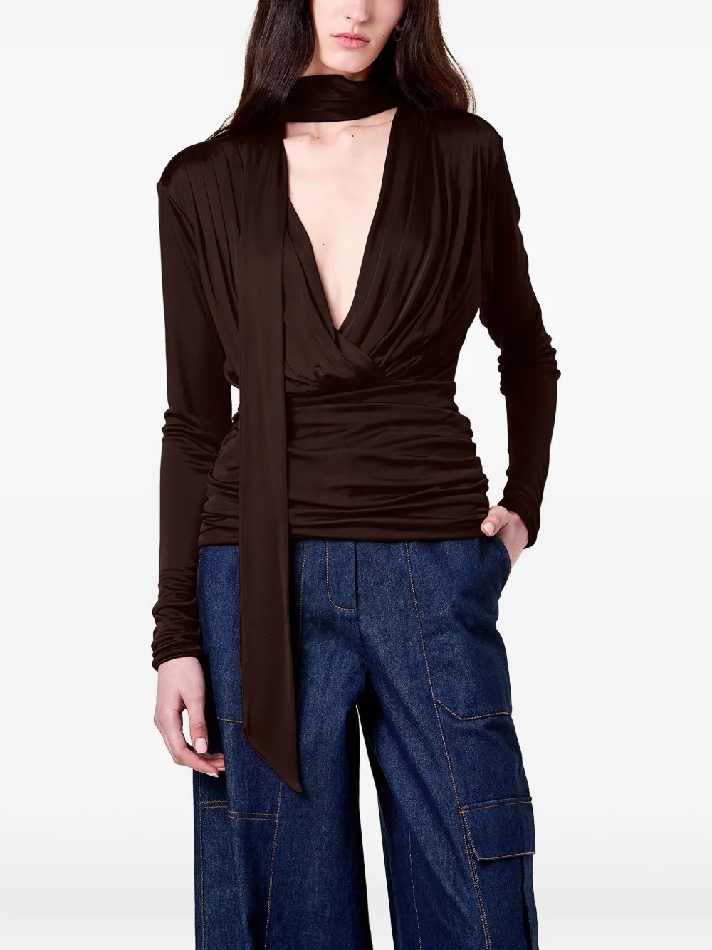 Nicholas Marina Draped Top In Brown