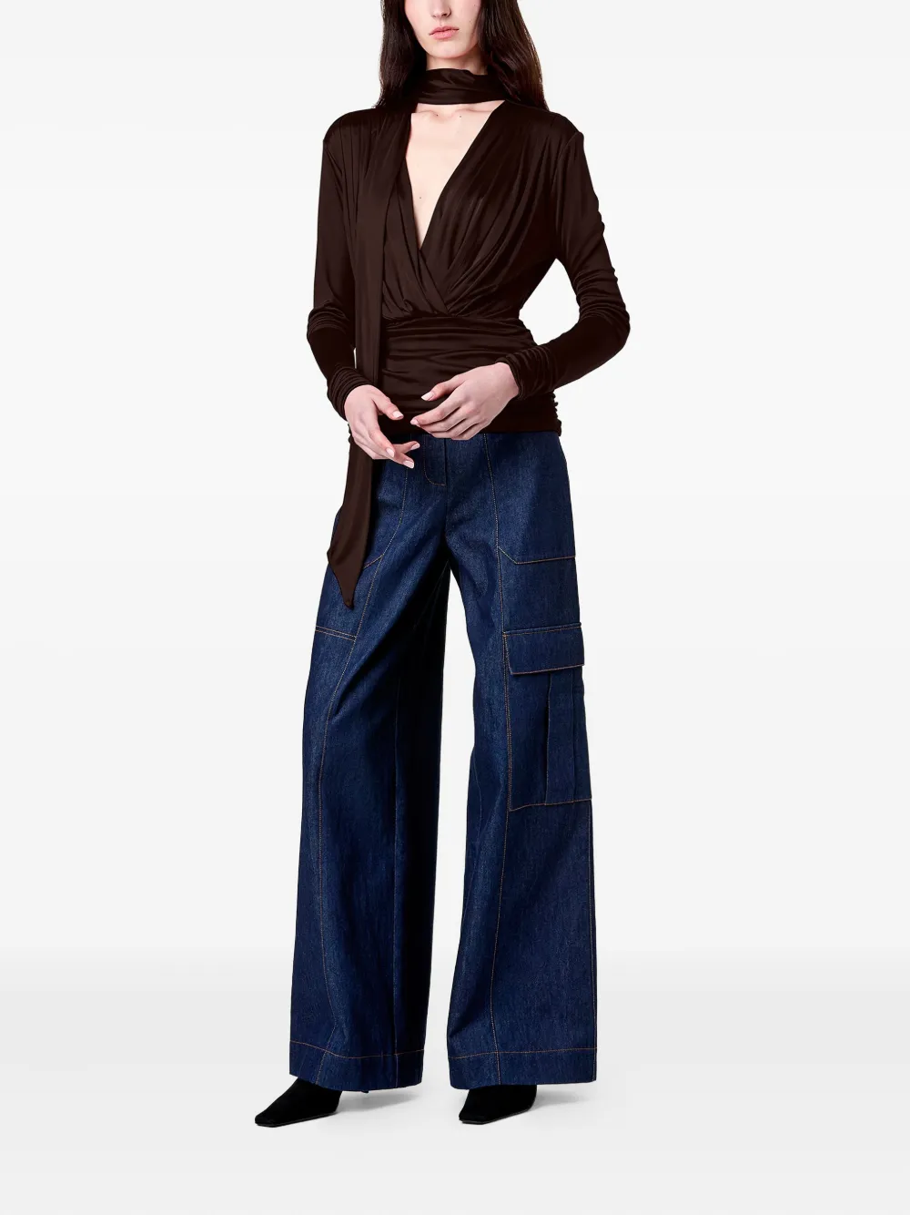 Nicholas Marina Draped Top In Brown