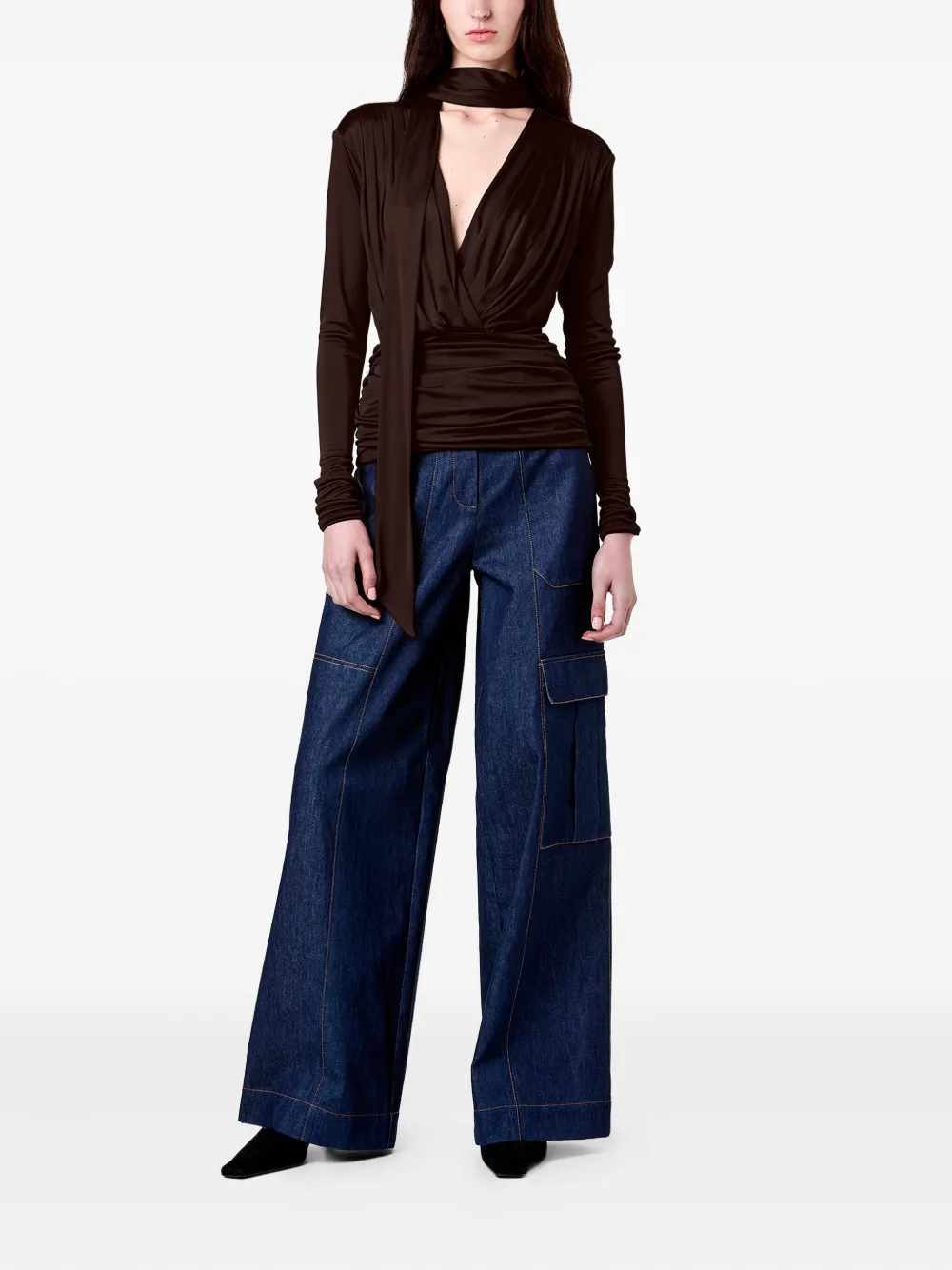 Nicholas Marina Draped Top In Brown