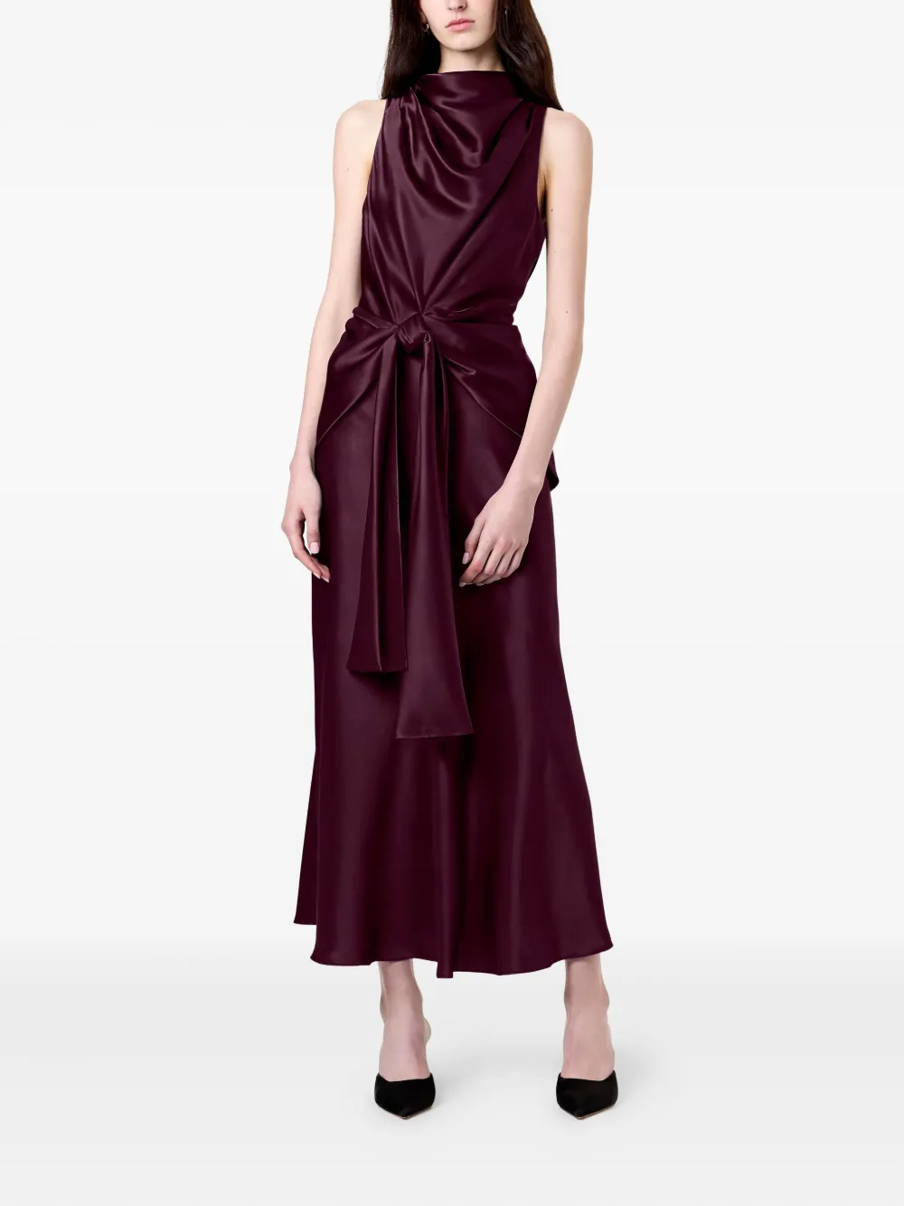 Nicholas Esmara maxi-jurk met ronde hoge hals - Paars