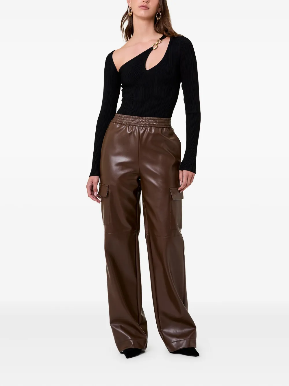 Nicholas Edwina Elasticated Cargo Trousers In Brown