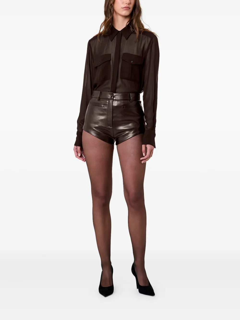 Nicholas Tala Faux-leather Shorts In Brown