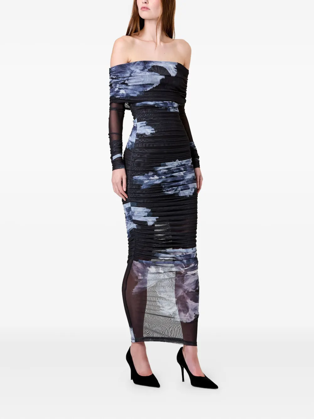 Nicholas Oaklyn maxi-jurk met lange mouwen en bloemenprint Blauw