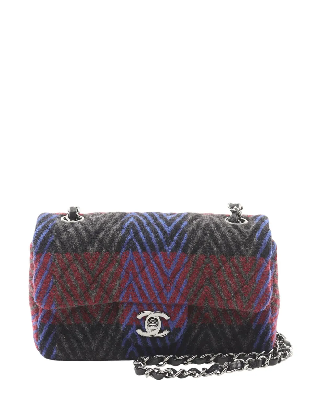 Pre-owned Chanel 2021-2025 Mini Classic Tweed Single Flap Shoulder Bag In Multi